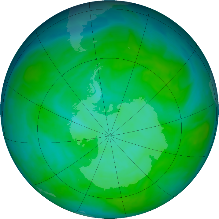 Antarctic ozone map for 18 December 2013
